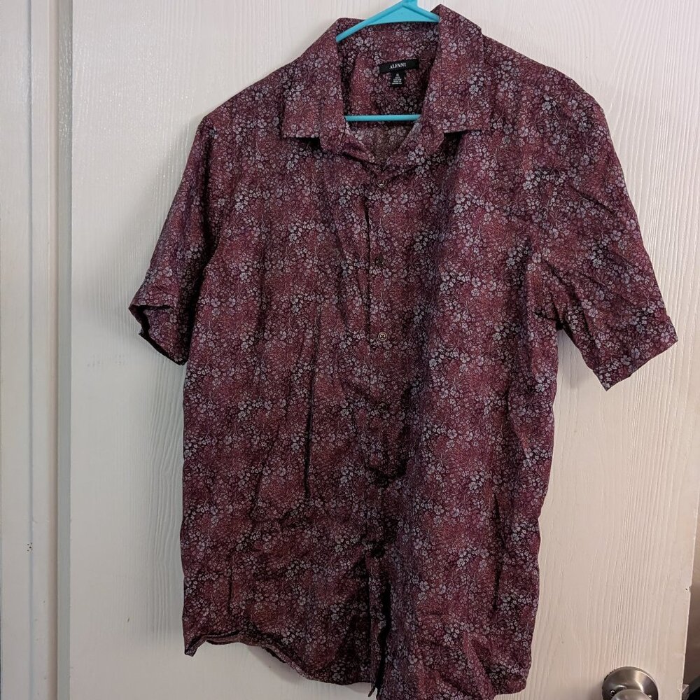 Maroon floral button down
